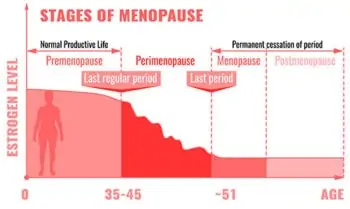 Graph of menopause progression and symptoms