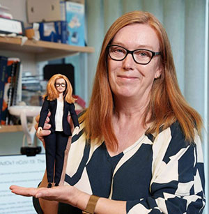 Dr. Sarah Gilbert with her Barbie
