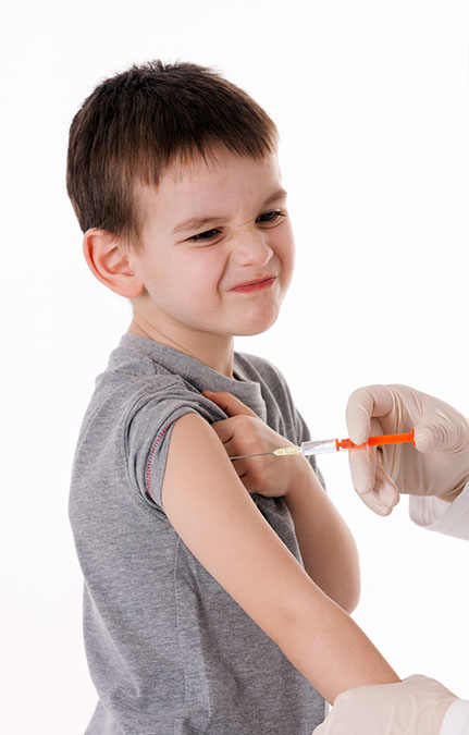 Young boy getting HPV vaccine