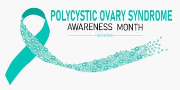 A green ribbon promoting PCOS awareness month endorsed by Dr. Thais Aliabadi, a Women's Surgeon