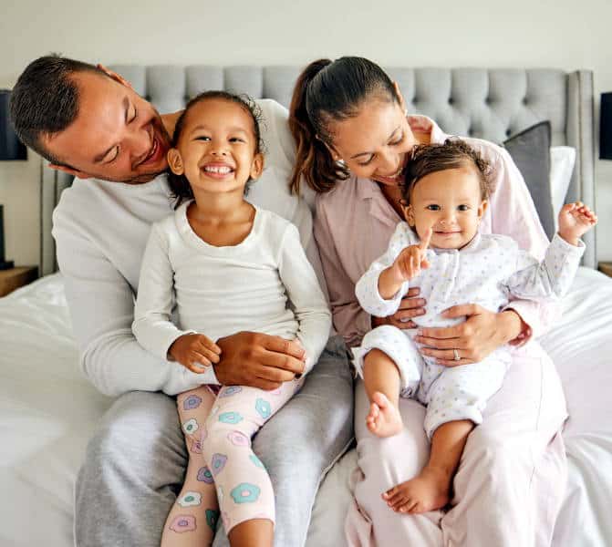 Happy family with children