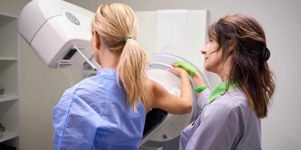 Woman Getting Mammogram