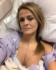 Dr. Aliabadi in the hospital for her mastectomy.