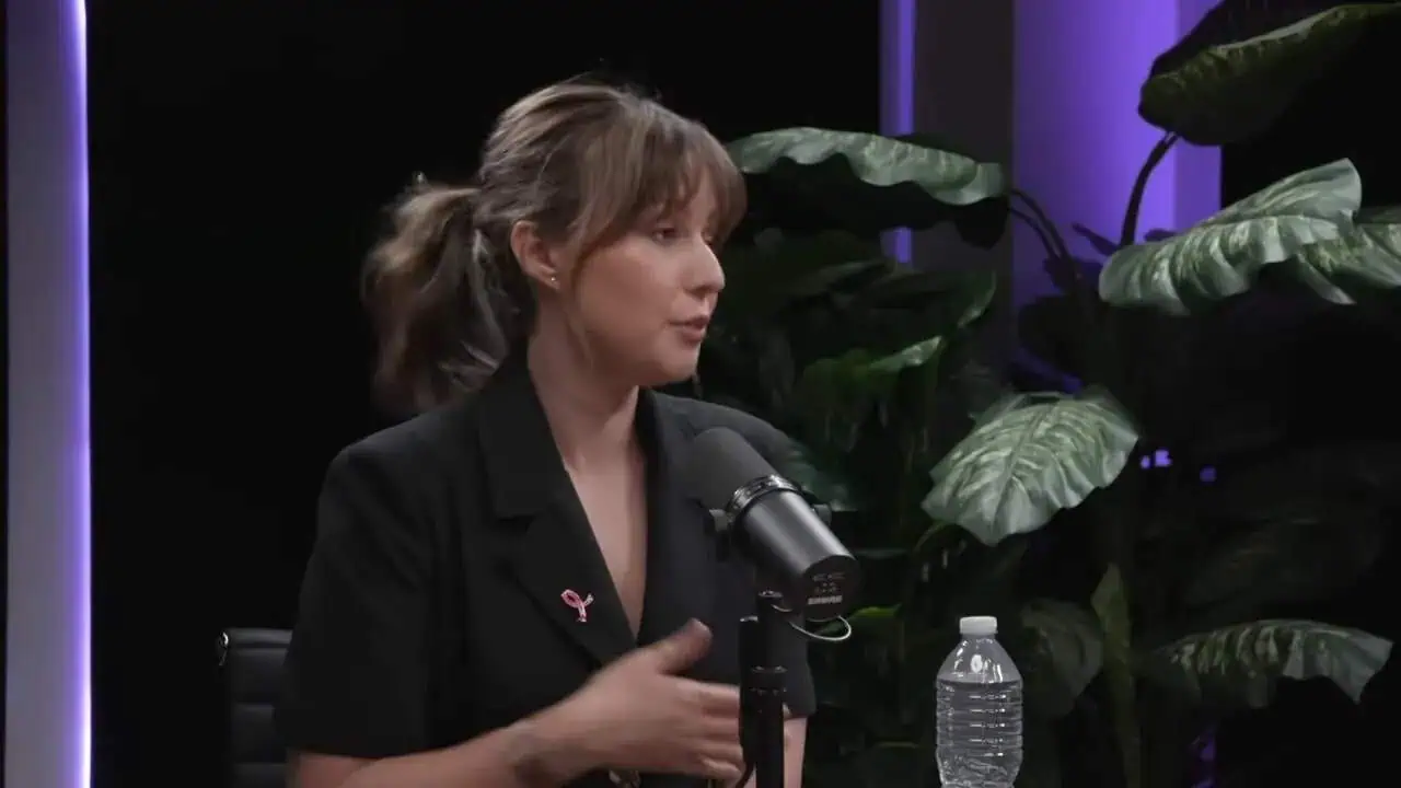 Dr. Thais Aliabadi MD speaking during a podcast interview.