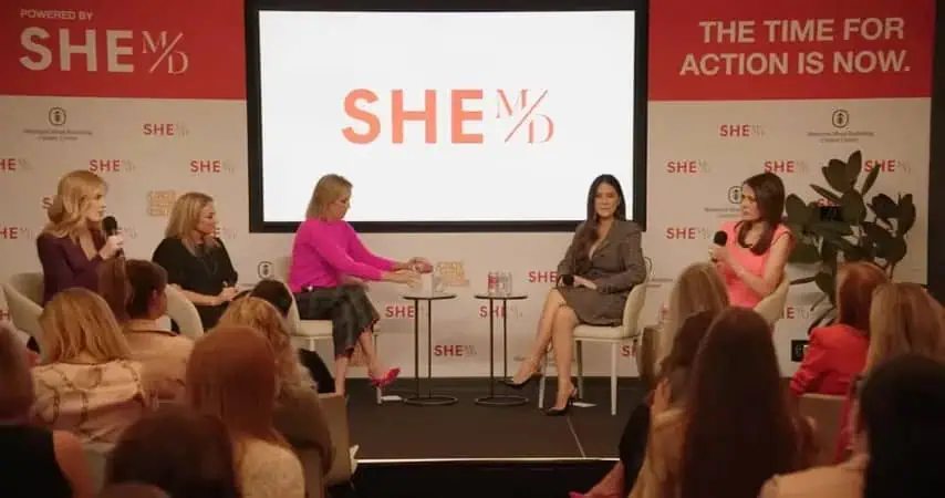 Dr. Thais Aliabadi speaking at a women's health panel discussion.