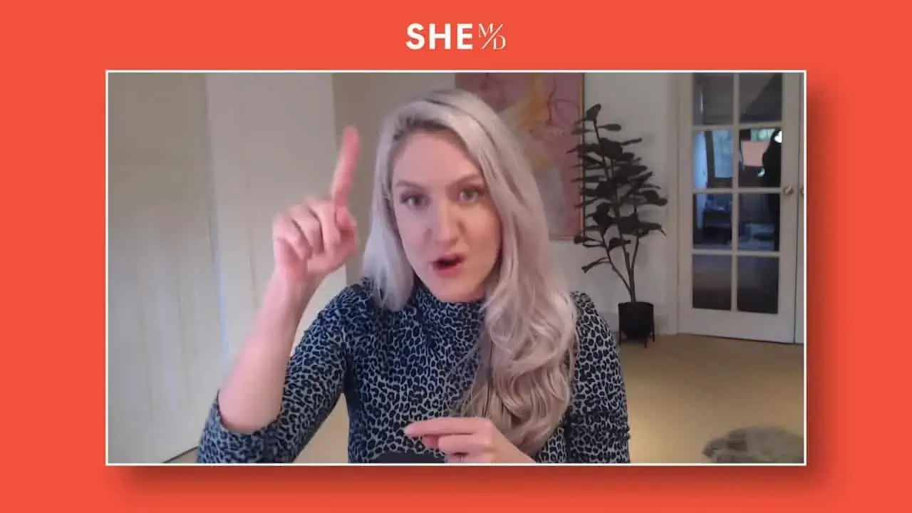 Dr. Thais Aliabadi speaking, healthcare professional, medical expert, woman with blonde hair.