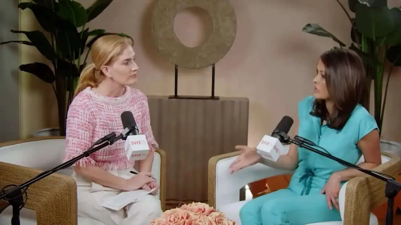 Thais Aliabadi MD speaking in a medical interview setting.