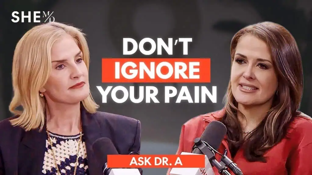 Thais Aliabadi MD discussing pain management with a patient.