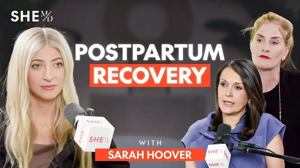 Thais Aliabadi MD speaking at postpartum recovery seminar with Sarah Hoover.