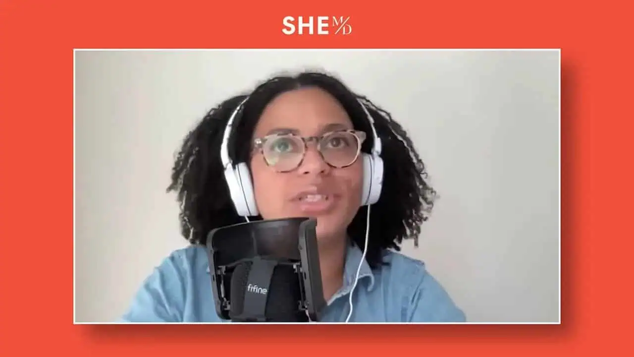 Dr. Thais Aliabadi MD speaking during a virtual presentation.