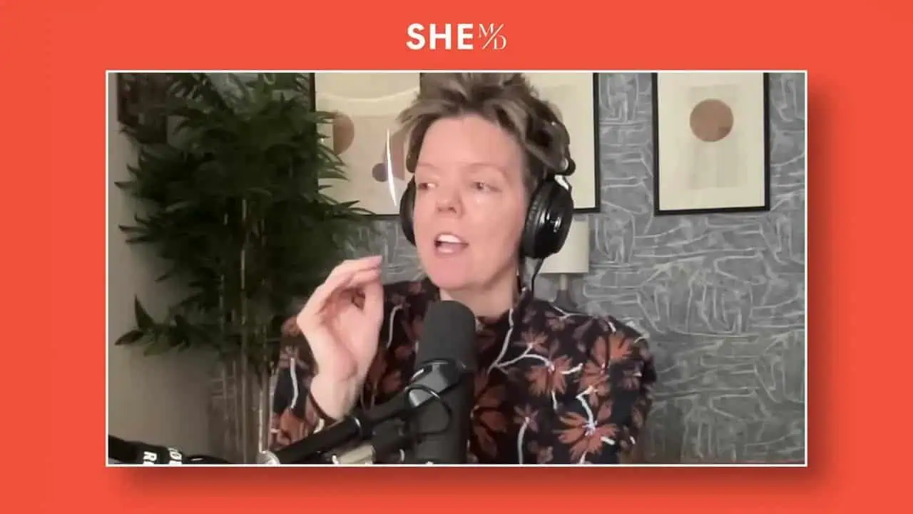 Dr. Thais Aliabadi speaking during a podcast interview, medical professional.