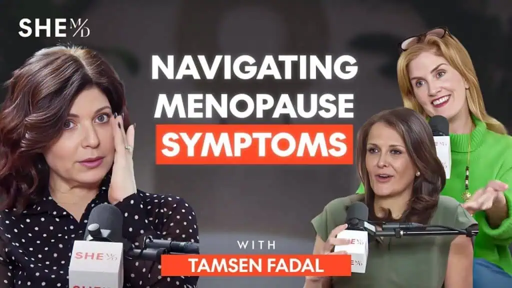 Thais Aliabadi MD discussing menopause symptoms with women in a health seminar.