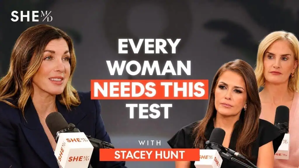 Thais Aliabadi MD speaking at a women's health event with Stacey Hunt and others.
