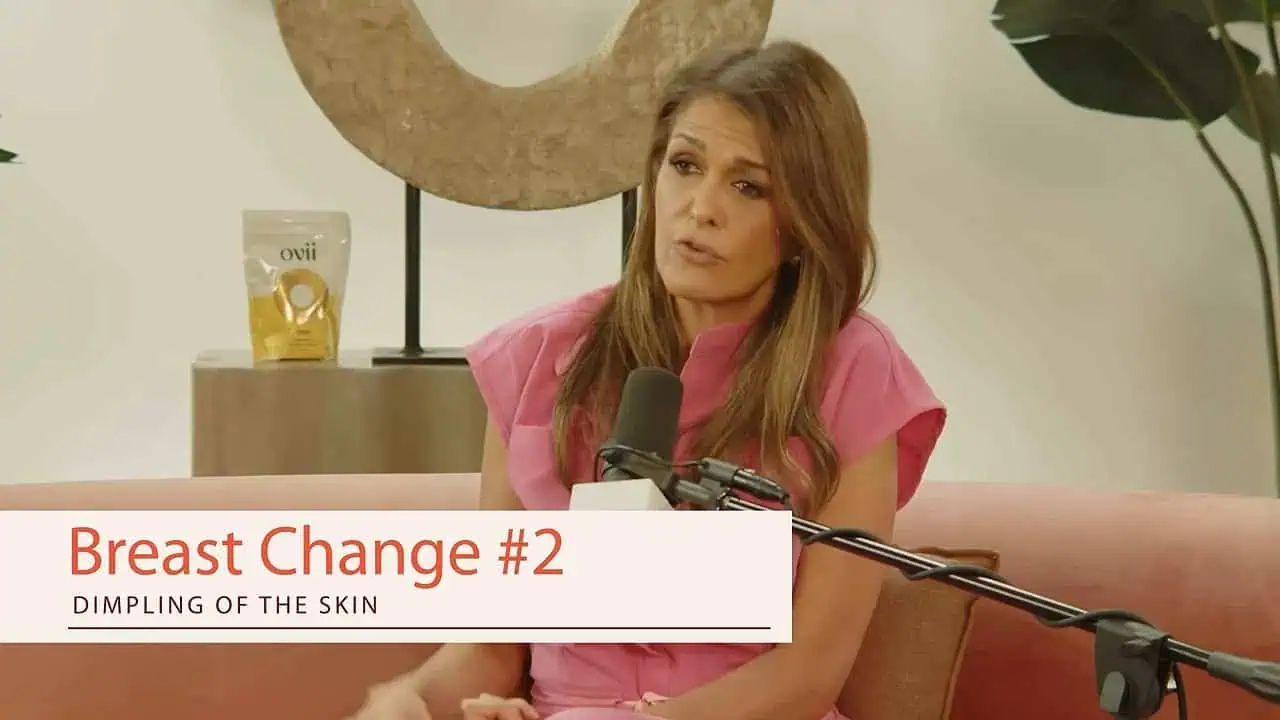 Dr. Thaïs Aliabadi gesturing with a Breast Change #2 label on screen