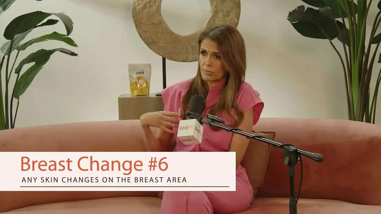 Dr. Thaïs Aliabadi with a Breast Change #6 label on screen