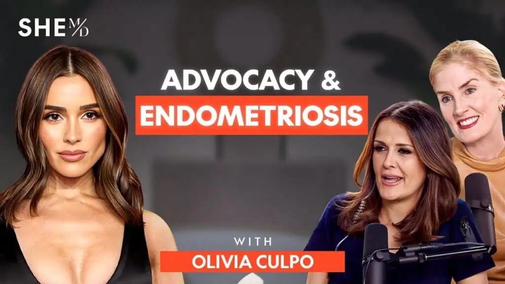 Dr. Thais Aliabadi discussing advocacy and endometriosis with Olivia Culpo and others.